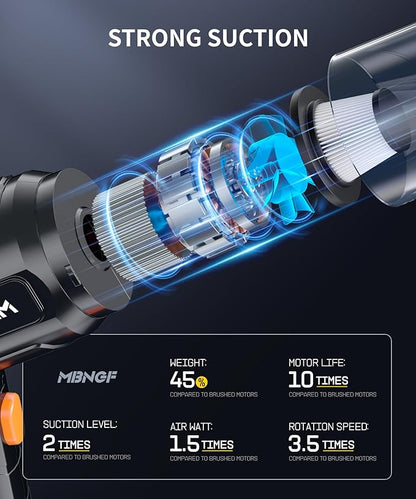 Car Vacuum Portable Cordless, High Power Suction & Blower, Handheld Vacuum Cleaner for Car, Home, Desktop, Keyboard,Birthday Gifts for Men Dad Husband(Fog Black)