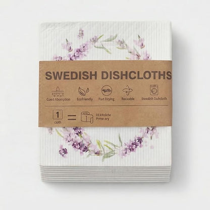 Kitchen Towels Swedish Dishcloths - 6 Count Reusable Paper Towels Washable, Cellulose Sponge Dish Towels for Kitchen Cleaning, Ultra Absorbent Odor Free Eco Friendly Biodegradable Cleaning Rags