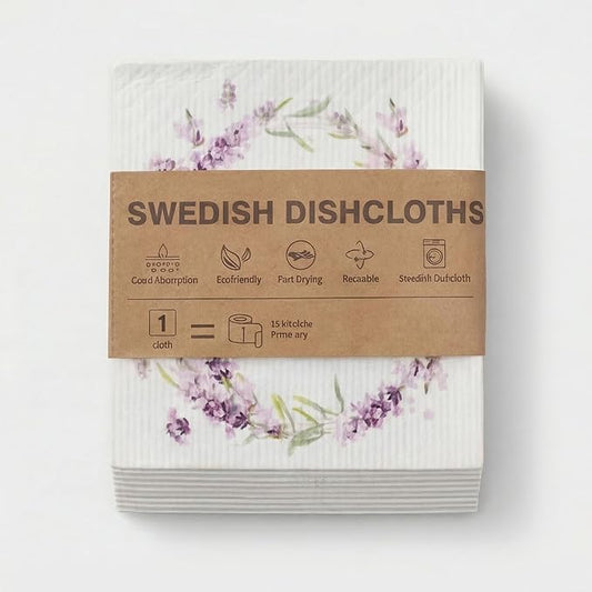 Kitchen Towels Swedish Dishcloths - 6 Count Reusable Paper Towels Washable, Cellulose Sponge Dish Towels for Kitchen Cleaning, Ultra Absorbent Odor Free Eco Friendly Biodegradable Cleaning Rags