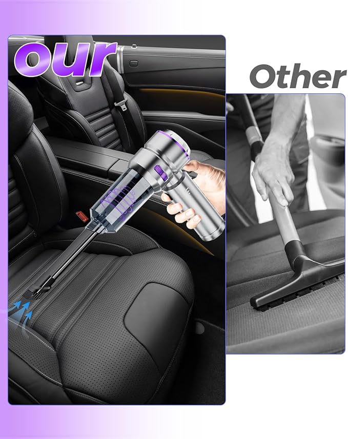 Cordless Car Vacuum Cleaner 16000Pa - 4 in 1 Handheld Vacuum Blower Inflator,Brushless Motor 80000RPM | Wet Dry | Washable Filter | Type-C Fast Charge for Car Home Office Pet Hair