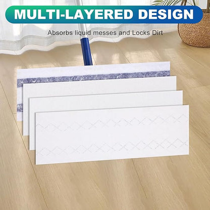 Disposable Mop Replacement Pad, Microfiber Cleaneing Pads for All 16-18'' Hook Loop System Flat Mop, Heavy-Duty Sweeping Cleaner Pads for Multi-Surface Hardwood