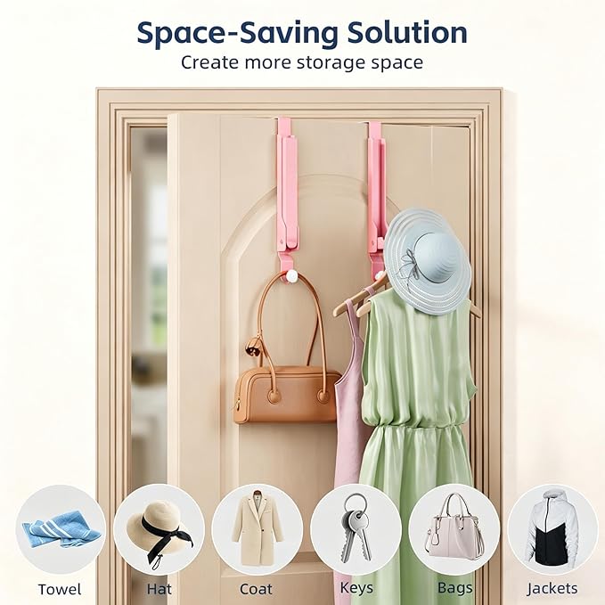 2 Pack Over The Door Drying Rack for Laundry, Over The Door Hanger Foldable, Heavy Duty Over The Door Hooks Hanger,Over Door Hook for Hanging Clothes,Rust-Resistant Over The Door Clothes Hanger
