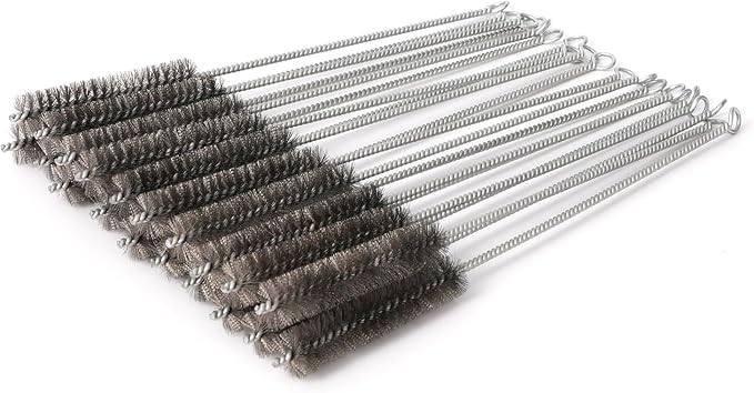12 Inch Pipe Cleaning Brush Set with Stainless Steel Bristles, Steel Wire Tube Brush Kit for Auto Parts Polishing, Machining, Bottles, Tubes, Etc.（20mm-20pcs）