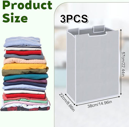 3 Pcs Large Laundry Sorter Replacement Bags, Hamper Cart Removable Replacement Laundry Storage Organizer Bag Hamper Liner for Dirty Clothing, Gray 15" x 8.7" x 22.4"
