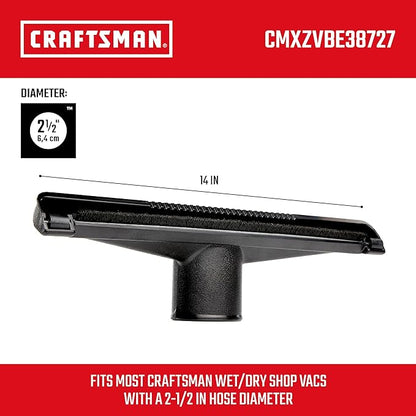 CRAFTSMAN CMXZVBE38727 2-1/2 in. Dry Nozzle Wet Dry Vac Attachment, Industrial-Grade 14 inch Wide Shop Vacuum Accessory for Hard Surface Cleaning, Fits 2-1/2 in. Hose Diameter