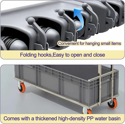 SARKEY Mobile Broom Mop Holder,Mobile Cleaning Trolley,Freestanding Housekeeping Storage,Solves The Problem Of Dripping Mops And Wet Floors,For Garden,Schools,Hotels(120x40x110cm(47x16x43in))