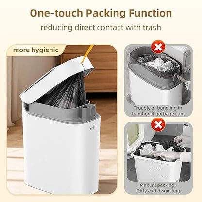 funest Smart Bathroom Trash Can with Lid- 3.5 Gallon Rechargeable Motion Sensor Trash Can,Waterproof Automatic Garbage Can with Automatic Suction Bag Feature,Waste Bin for Bedroom, Kitchen, Office