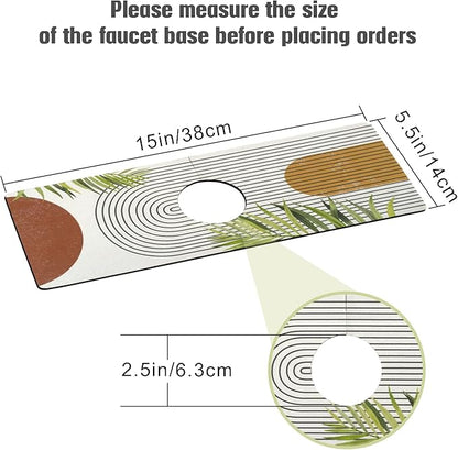 Sink Faucet Absorbing Mat, 2 Pack Drying Mat Around Faucet Sink Splash Guard Behind Faucet Sinkmat For Kitchen Bathroom Island Rv 15 * 5.5 Inch (38 * 14 cm)