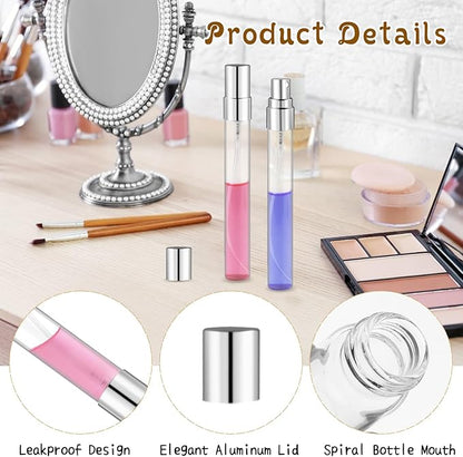 50 Pcs 10ml/0.34oz Fine Mist Glass Bottle Mini Transparent Spray Vials Empty Refillable Perfume Bottles for Cosmetic Perfume Liquid Sample DIY Sprays - Silver Lids