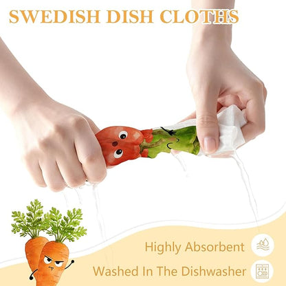 5 Pack Mixed Vegetable Swedish Kitchen Dishcloths Dish Towels, Colorful Vegetable Dish Towels for Kitchen, Swedish Dishcloth, Paper Towels Reusable, Dish Cloth Towel Cleaning Wipe for Home