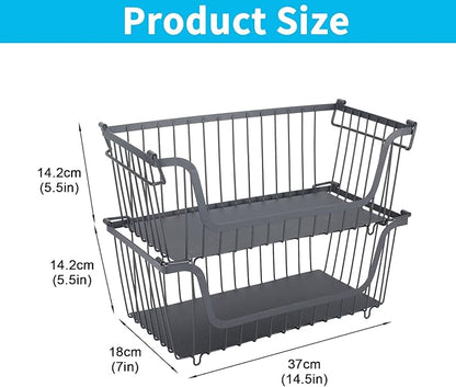 2 Pack Trash Bag Dispenser, Stackable Garbage Bag Holder Cleaning Supplies Organizer, Space-Saving Under Sink Organizer, Metal Wire Storage Basket for Laundry Room Kitchen Pantry Storage
