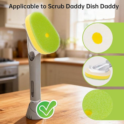 8 Packs Non Scratch Powerful Cleaning Sponge Refillsa - Compatible with Scrub Daddy Wand. Green.