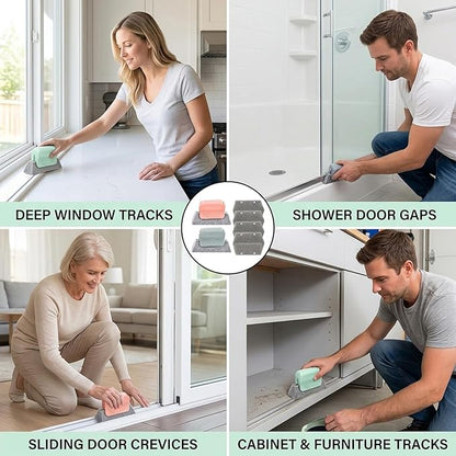 Magic Window Track Cleaner, Window Track Cleaning Tools with Extra Replacement Pads, Multi-Purpose Window Sill Cleaner Tool for Hard-to-Reach Areas and Tight Spaces