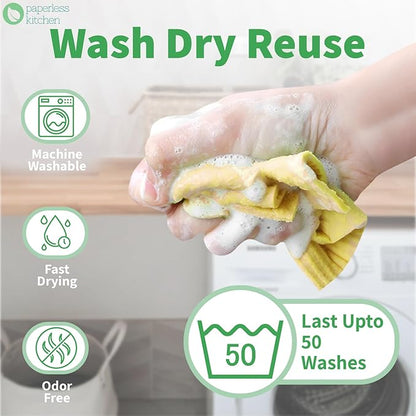 Reusable Swedish Dishcloths (12 Pack) – Ultra Absorbent, Eco-Friendly Kitchen Cleaning Cloths – Best Value Paper Towel Alternative for Dishes, Counters, Glass & Everyday Wiping