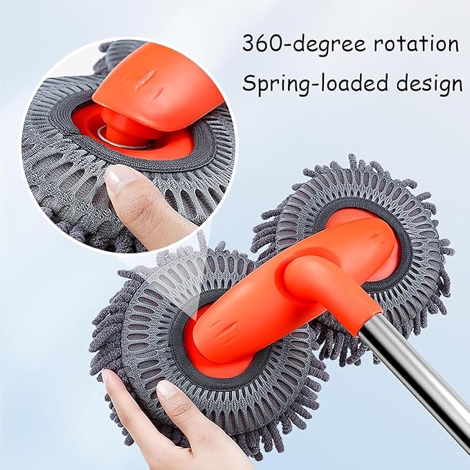 Car Wash Mop with Long Handle, Telescopic Car Wash Brush, Double Head Microfiber Car Wash Mop, 360° Rotating Long Handle Car Cleaning Kit Brush, Windshield Window Cleaning Kit for Car