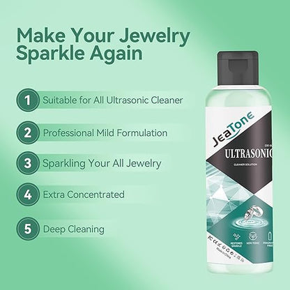Ultrasonic Jewelry Cleaner Solution for Ultrasonic Cleaner Machine, Professional Cleaning of Jewelry, Diamonds, Gold, Silver, Remove Odors, Discoloration & Stains, Mint Scent, Green, 4oz