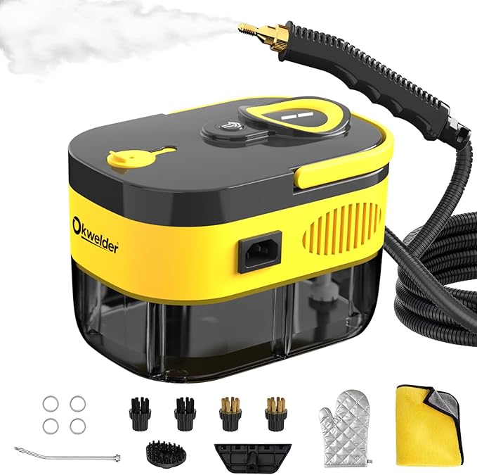 Steam Cleaner, Portable Steamer for Cleaning with 15pcs Accessories, 15s Heat-Up, 6-Level Adjustable, Handheld Steam Cleaner for Home for Tile, Grease, Dirt, Corners, Exterior Car Wash,