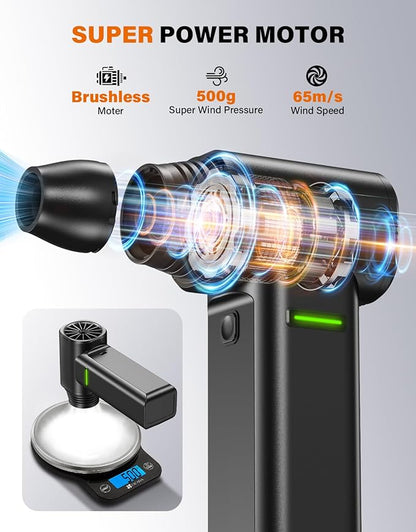 Compressed Air Duster, 300000RPM 500g Max Wind Pressure Cordless Rechargeable Electric Air Duster, Canned Air Duster for Computers, 4-Gear Turbo Dust Blower for Keyboard PC Outdoor Car