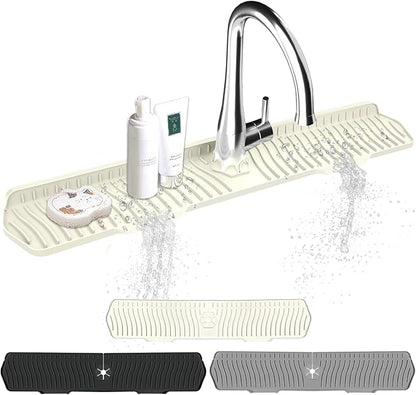 Kitchen Sink Splash Guard Gen2-30" x 6'' Silicone Sink Mat Splash Guard fit for Countertop, Bathroom,Farmhouse,RV by EBIGIC (off white)