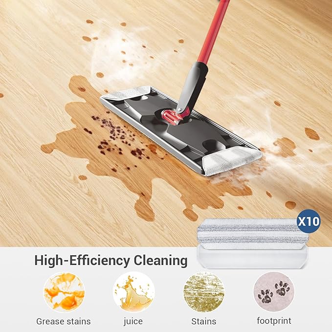 10 Pack H2prO Mop Pads,Compatible with O Cedar H2prO Flat Mop System Universal Mop Pads Mop Head Refills Washable Wet Mop,Replacment for Vileda H2prO Size Mops 15.94'' x 4.33''