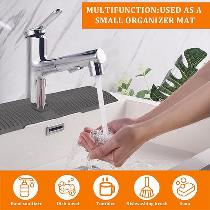 30 Inch Sink Splash Guard,Longer Silicone Sink Mat for Kitchen Bathroom,Kitchen Faucet,Silicone Sink Faucet Mat Splash Guard, Drip Protector Splash Countertop (Grey)