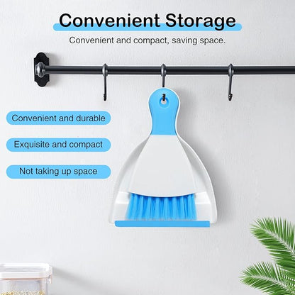 NACENA Mini Dustpan and Brush Set, Small Broom and Dustpan Set Dust Pan and Mini Hand Broom Dustpan and Broom Combo Compact for Home Table Keyboards Sofa Kitchen, Dark & Blue