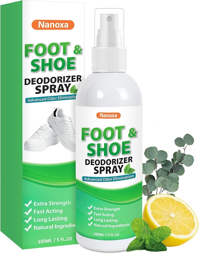 Shoe Deodorizer Spray, 5 fl oz Powerful Foot & Shoe Odor Eliminator, Foot Spray for Smelly Feet, Fast-Acting & Long-Lasting Shoe Freshener Spray for Shoes, Gym Bags, Helmets