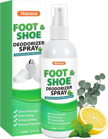 Shoe Deodorizer Spray, 5 fl oz Powerful Foot & Shoe Odor Eliminator, Foot Spray for Smelly Feet, Fast-Acting & Long-Lasting Shoe Freshener Spray for Shoes, Gym Bags, Helmets