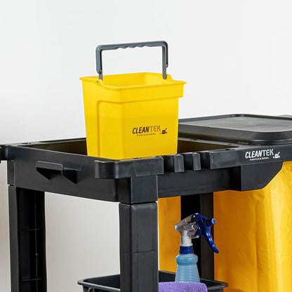 Restaurantware-Clean Tek Professional 4 Quart Cleaning Bucket, 1 Utility Pail with Handle - Heavy-Duty, Portable, Yellow Plastic Washing Pail, Perfect for Household, Outdoor, Car Wash and More