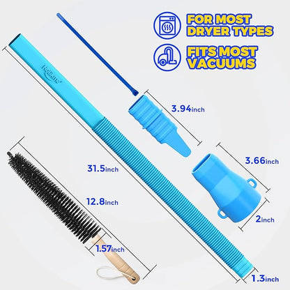 Holikme 3 Pieces Dryer Vent Cleaner Kit - Dryer Lint Screens Cleaner Brush Part,Dryer Vent Trap Vacuum Brush,Vacuum Hose Attachment,Compatible with Most Vacuum Cleaner,Quickly Lint Removers
