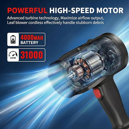 Cordless Leaf Blower, Lightweight Handheld Electric Dust Cleaner Blower with Adjustable Speed, Battery Powered Leaf Blowers for Lawn Care, Patio Cleaning & Blowing Drying with 2 x21V Batteries Powered