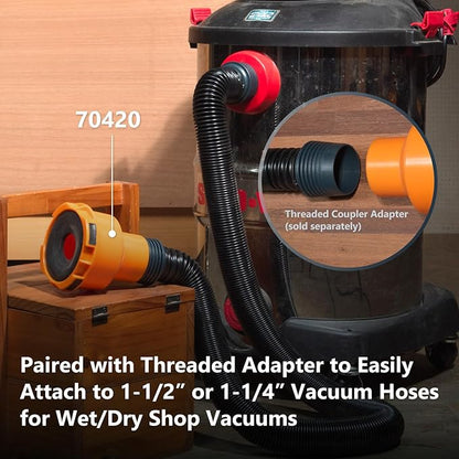 POWERTEC 70511 10 Ft. Vacuum Hose Dust Collection Kit w/ 2 Fittings, Tapered Reducers and Quick Connect Dust Port Adapter for Woodworking Power Tools, Wet/Dry Work Shop Vacuums, Miter Saw, Table Saw