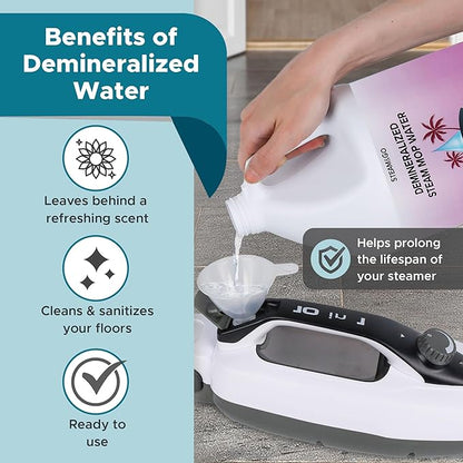 Steam & Go Demineralized Water - Multi-Surface Cleaner for Steam Cleaners, Hardwood Floors, Kitchens, & Bathrooms - Germ-Killing Formula - Hotel California Scent - 1 Gallon