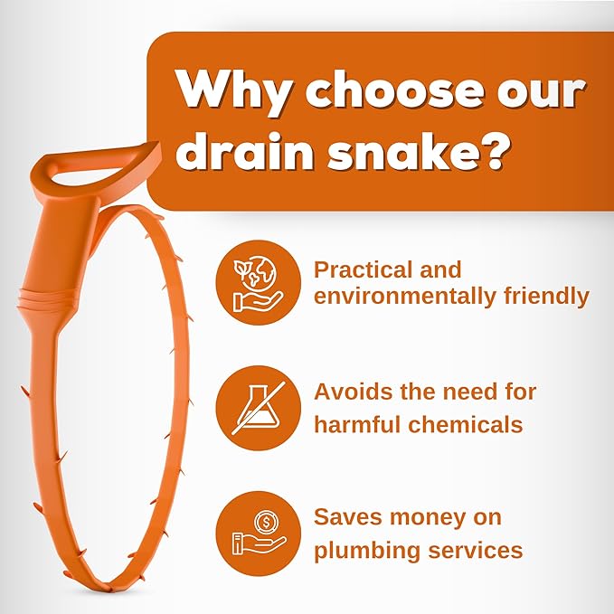 Gadgetime USA Drain Snake - Multi-Tooth Drain Clog Remover for Bathroom & Kitchen - Flexible Barbed Drain Cleaner Tool for Hair & Debris - Easy to Use Plumbing Snake Drain Auger, Bathtubs (Pack of 2)