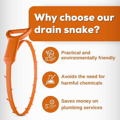 Gadgetime USA Drain Snake - Multi-Tooth Drain Clog Remover for Bathroom & Kitchen - Flexible Barbed Drain Cleaner Tool for Hair & Debris - Easy to Use Plumbing Snake Drain Auger, Bathtubs (Pack of 2)