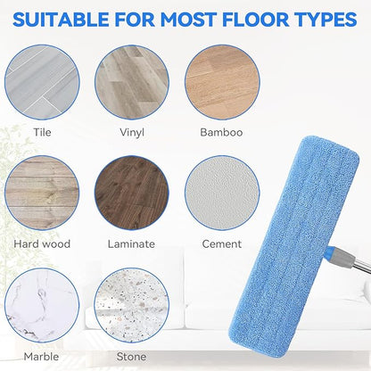 Microfiber Mop Pad for Rubbermaid Commercial 20 Inch Mop Head - 8 Pack Wet & Dry Commercial Cleaning Refills Reusable Mop Refills Fit for Any Microfiber Flat Mop System 18" to 21"