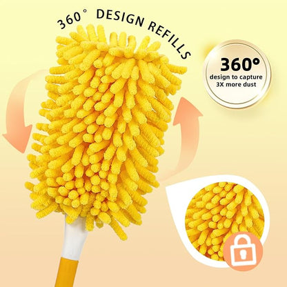 Reusable Duster Refill Compatible with Swiffer Hand Duster - 360 Heavy Duty Dusters Refills - Microfiber Ceiling Fan Duster for Swiffer Dusters Extended Handle, 6 Pack(Handle is Not Included)