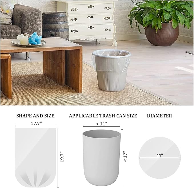 Tebery 300 Counts 4 Gallon Clear Small Garbage Bags Trash Bags, Wastebasket Bin Liners for Bathroom Bedroom Office Trash Can, 6 Rolls