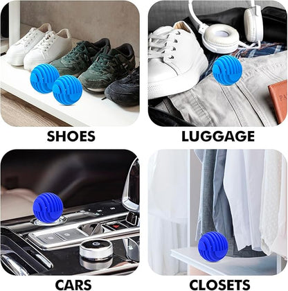Xcleen Sneaker Deodorizer Balls 12 Pack, Linen and Escape Scent, Odor Eliminator Balls for Closet Car Gym Bag, Long Lasting Small Space Air Freshener With Essential Oil