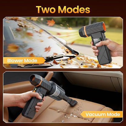 Dzaki Compressed Air Duster & Vacuum 2-in-1, 140000RPM Electric Air Duster, 4-Gear Adjustable Rechargeable Cordless Mini Dust Blower with LED Light Fast Charging for Keyboard PC Car Home Outdoor