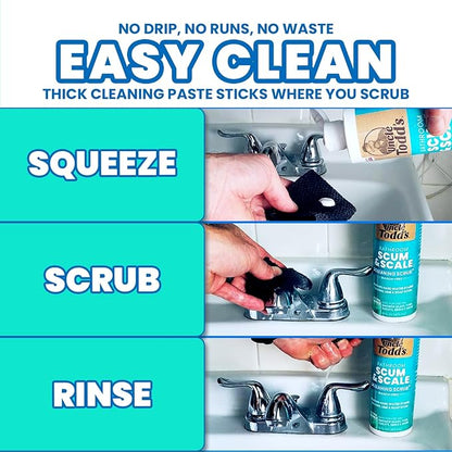 Uncle Todd's 16 oz Heavy Duty Hard Water Stain Remover & Soap Scum Remover for Shower - All Purpose Bathroom Cleaner Works on Glass Doors, Tiles, Bathtub, Toilet & Sink - Bleach-Free Mint Paste