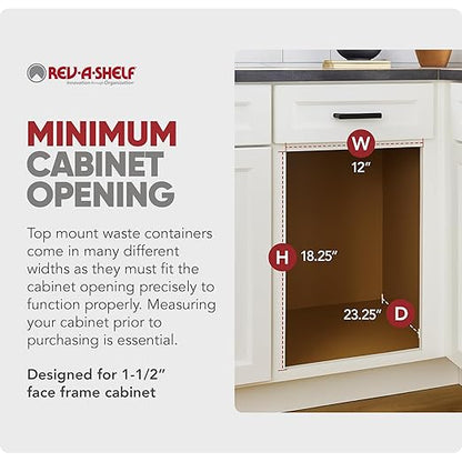 Rev-A-Shelf Top Mount Double Pullout Under Cabinet 27 Quart Kitchen Trash Cans with 150 Pound Rated Full-Extension Slides, 4WCTM-15DM2