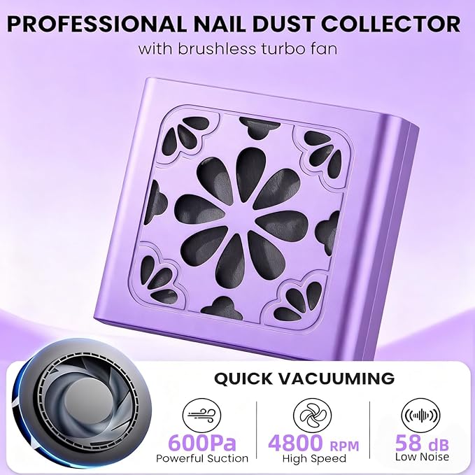 Kylara Mini Nail Dust Collector,Compact Metal Nail Vacuum for Nail Tech,4800RPM Quiet Desktop Dust Collector for Drilling&Manicure,Small Nail Duster with Filter