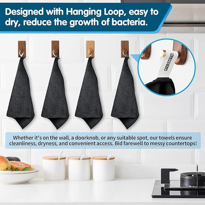 FIXSMITH Black Microfiber Cleaning Cloth -Pack of 12, Highly Absorbent Cleaning Rags, 16"X12" All Purpose Cleaning Towels for Housekeeping, Kitchen, Car, Lint Free and Reusable Microfiber Towels