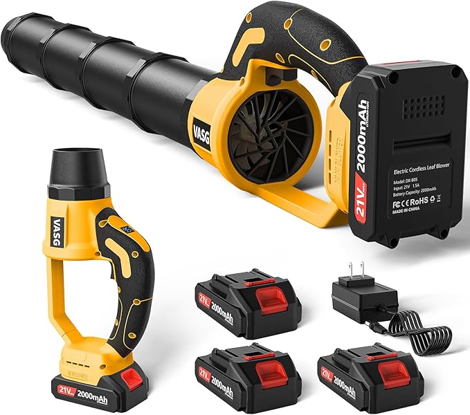 Leaf Blower Cordless – Lightweight Handheld Electric Leaf Blower with Variable Speed, 21V 3×2.0Ah Batteries & Fast Charger for Effortless Lawn, Yard, Garden, Patio, Driveway & Leaf Cleanup