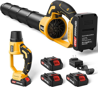 Leaf Blower Cordless – Lightweight Handheld Electric Leaf Blower with Variable Speed, 21V 3×2.0Ah Batteries & Fast Charger for Effortless Lawn, Yard, Garden, Patio, Driveway & Leaf Cleanup