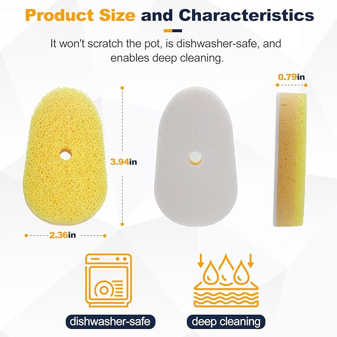 Packs Refill Heads Compatible with Dish Daddy, Non-Scratch Wand Refill Sponge Heads Compatible with Scrub Daddy, Upgrade Much Thicker and Durable (6)