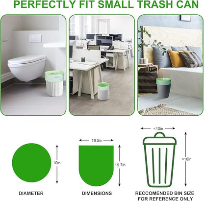 Inwaysin 200 Count 2.6 Gallon Plant Starch Based Bathroom Trash Bags, Strong, Unscented, Expanded, Green, 10L