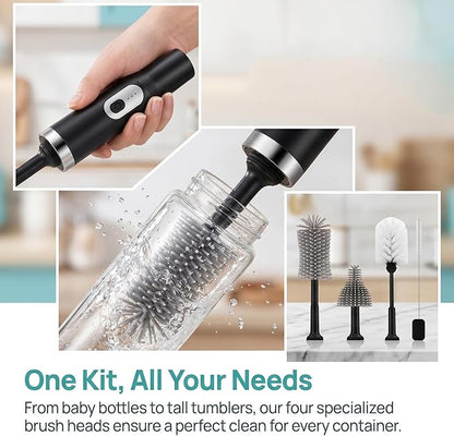 5-in-1 Long Handle Electric Water Bottle Brush, Straw Cleaner Brushes with Removable Brush Head, Water Bottle Brush, Bottle Brush,for Stanley Cups, Baby Bottles, Pacifiers