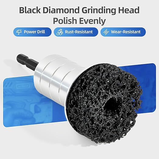BURMONG Wheel Hub Cleaning Tool with Dual-Head Adapter, Brake Hub Cleaning Kit Includes 3 Pads for Rust Removal & Polishing, Wheel Stud Cleaner Compatible with Power Drill & 1/2" Impact Wrenches (3)